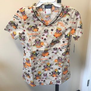Cherokee uniforms Womens thanksgiving scrub top. NWT. Multiple sizes